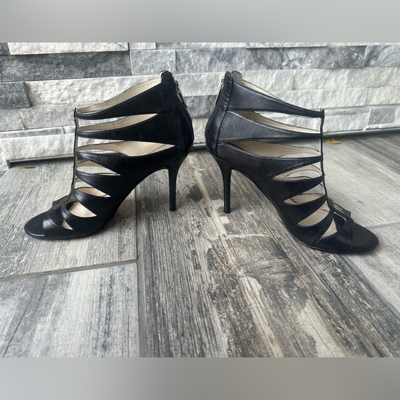 Michael Kors Mavis Open Toe Cage Black Leather Party Cocktail Heels  Size 7 - Picture 8 of 11